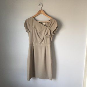 JCrew Origami Mini Wool Crepe Dress (Beige)